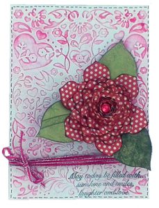 flower shoppe card from cricut with rose embellishment